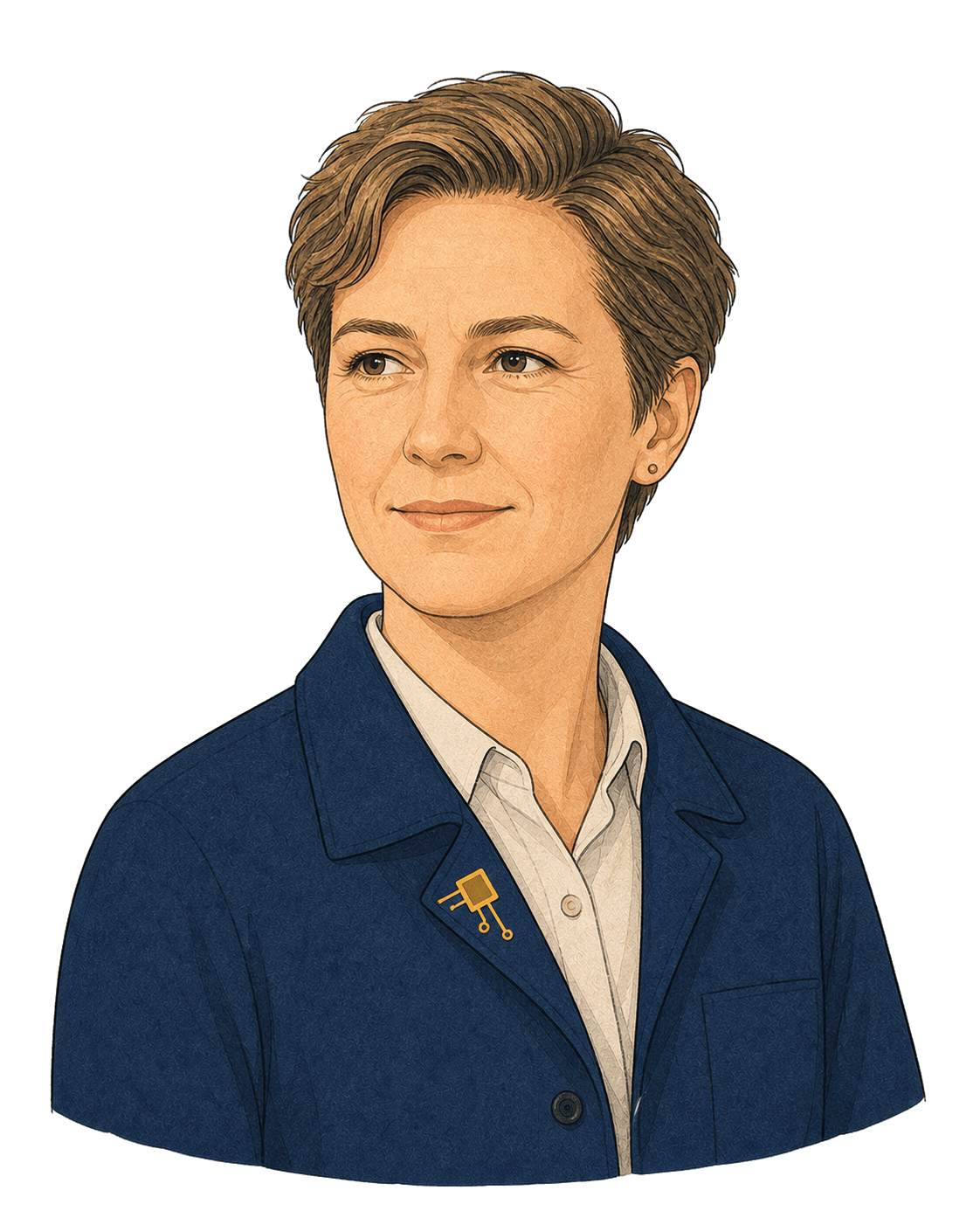Illustrated portrait of Linnea Källkod, the AI developer