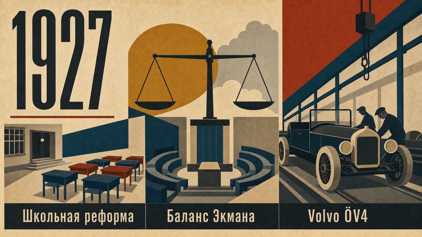 Инфографика о Швеции 1927 года: Школьная реформа, Баланс Экмана, Volvo ÖV4.