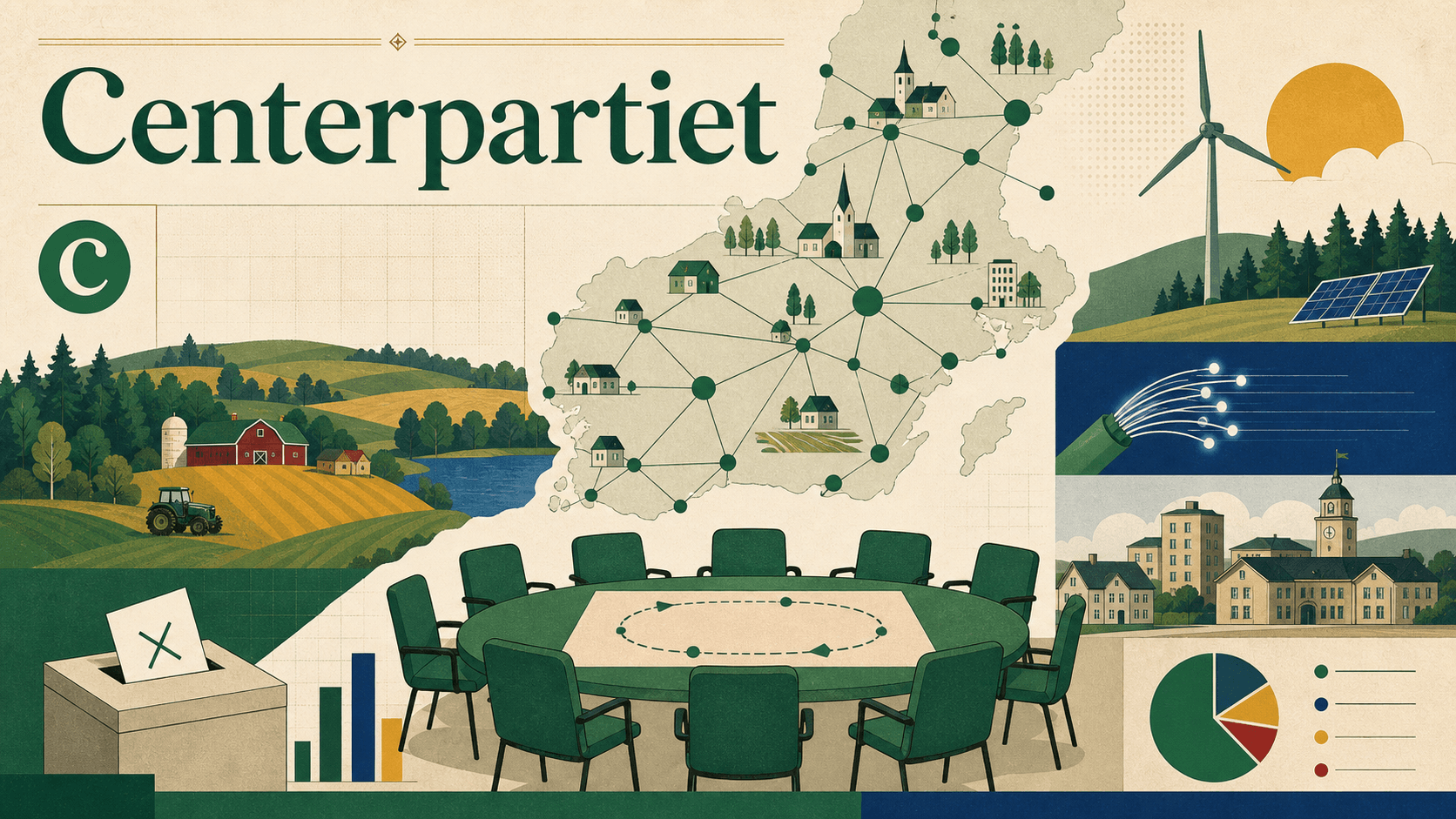 Editorial illustration for Centerpartiet.