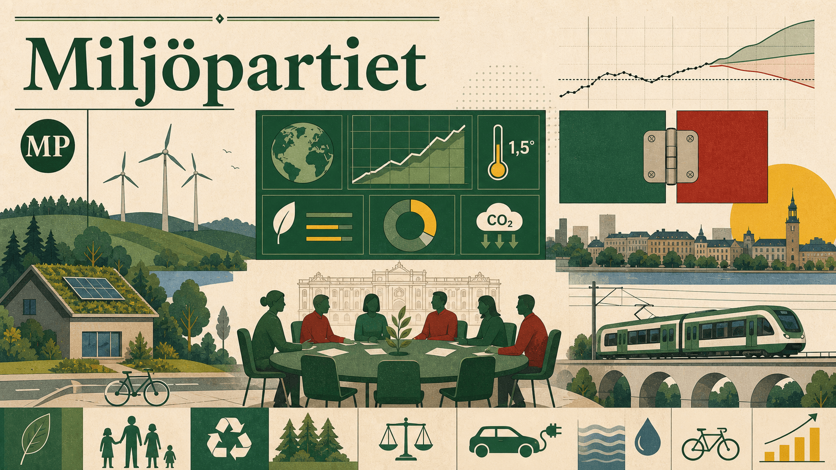 Editorial illustration for Miljöpartiet.