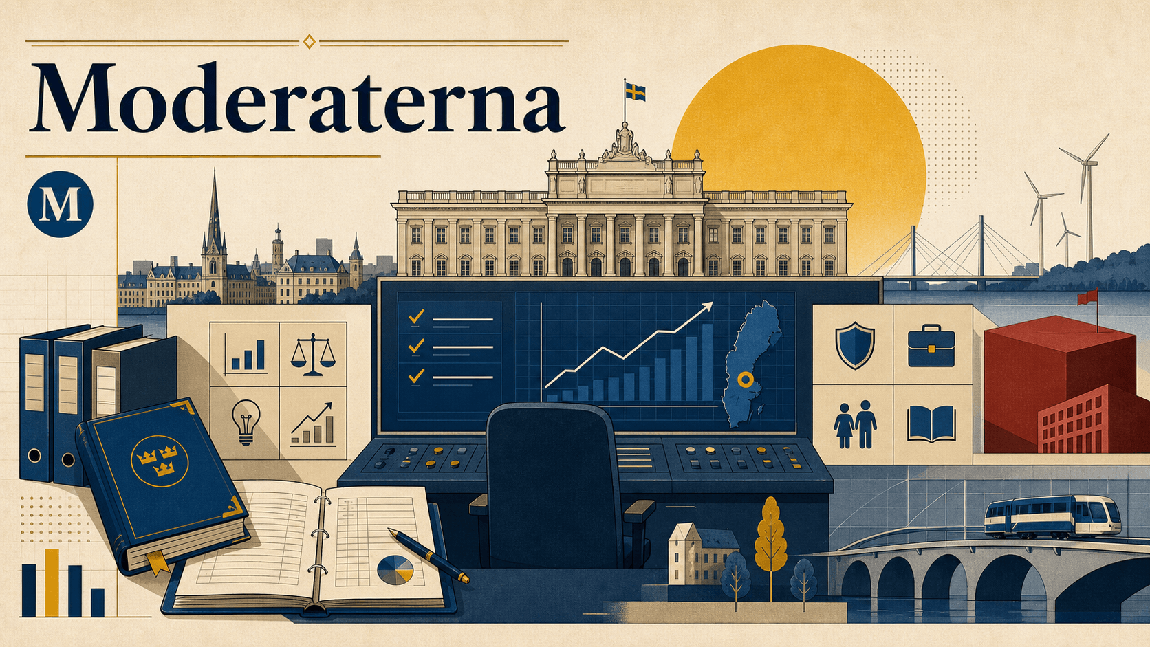 Editorial illustration for Moderaterna.