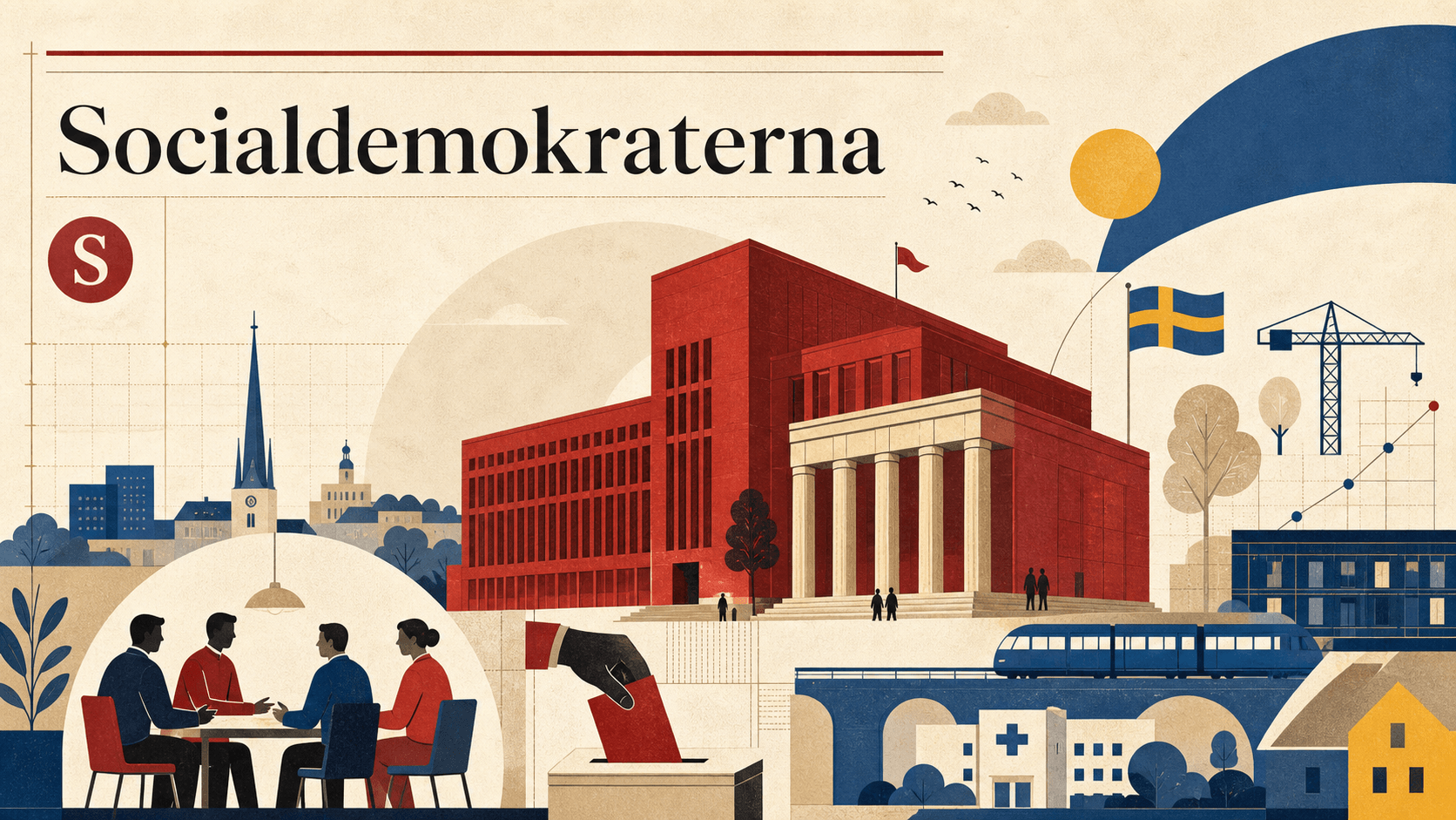 Editorial illustration for Socialdemokraterna.