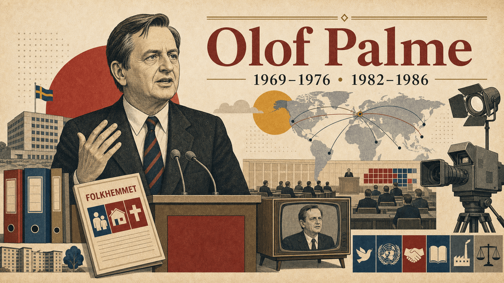 Editorial illustration for prime minister Olof Palme.